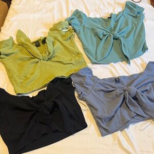 Trendy Women's Knotted crop Tops - Black, Green, Blue, Gray